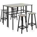 HOMCOM Bartisch-Set im Industriedesign, 6-teilig, 2 Tische und 4 Barhocker, Grau + Schwarz