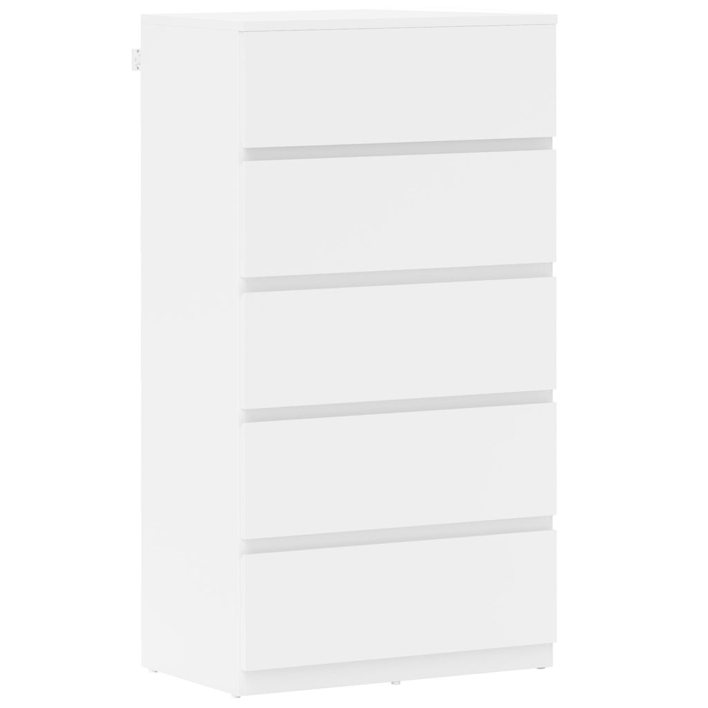 HOMCOM Kommode Sideboard Schubladenkommode, 5 Schubladen, 55 cm x 34 cm x 100 cm, Weiß