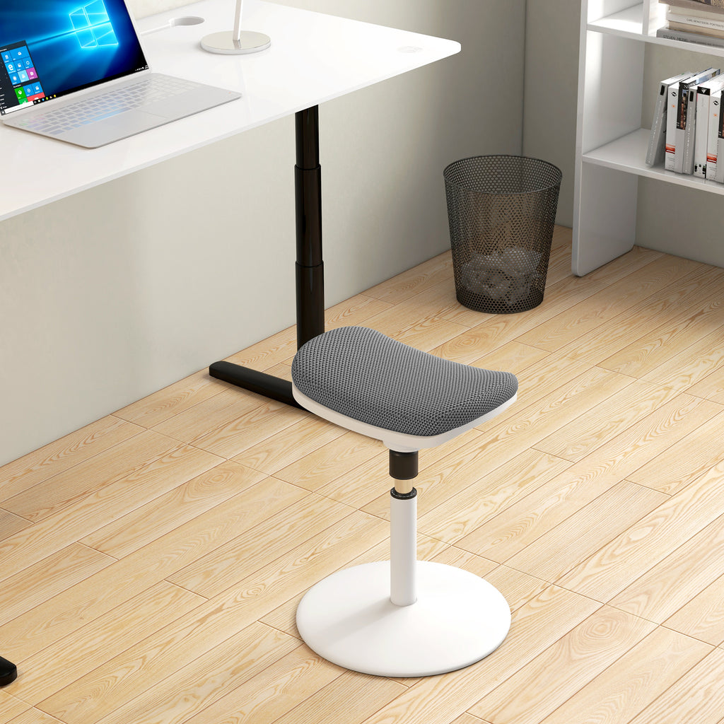 HOMCOM Ergonomischer und Gepolsterter Hocker mit Höhenverstellung um 5°, 41,5x41,5x51,5-71,5 cm, Grau