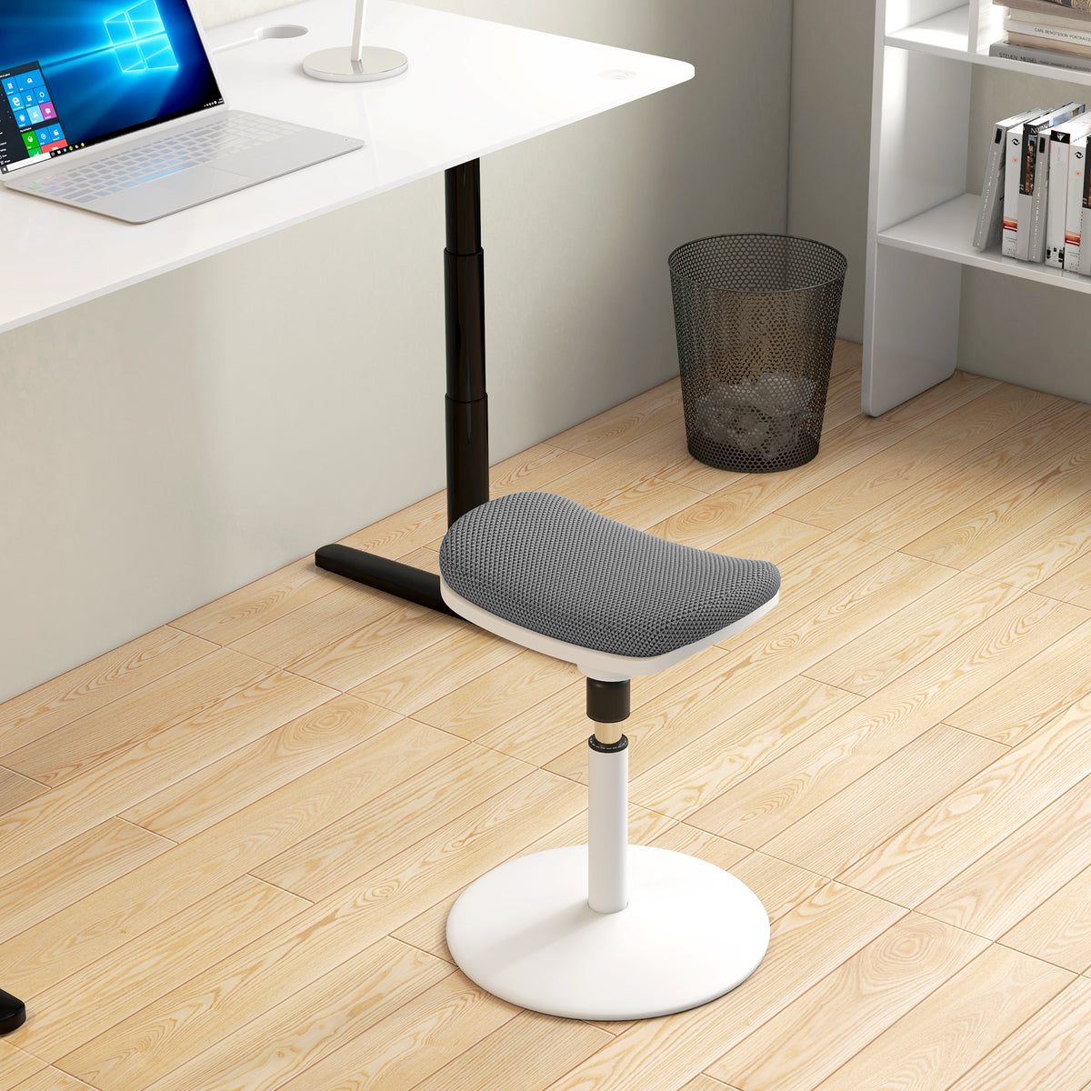 HOMCOM Ergonomischer und Gepolsterter Hocker mit Höhenverstellung um 5°, 41,5x41,5x51,5-71,5 cm, Grau