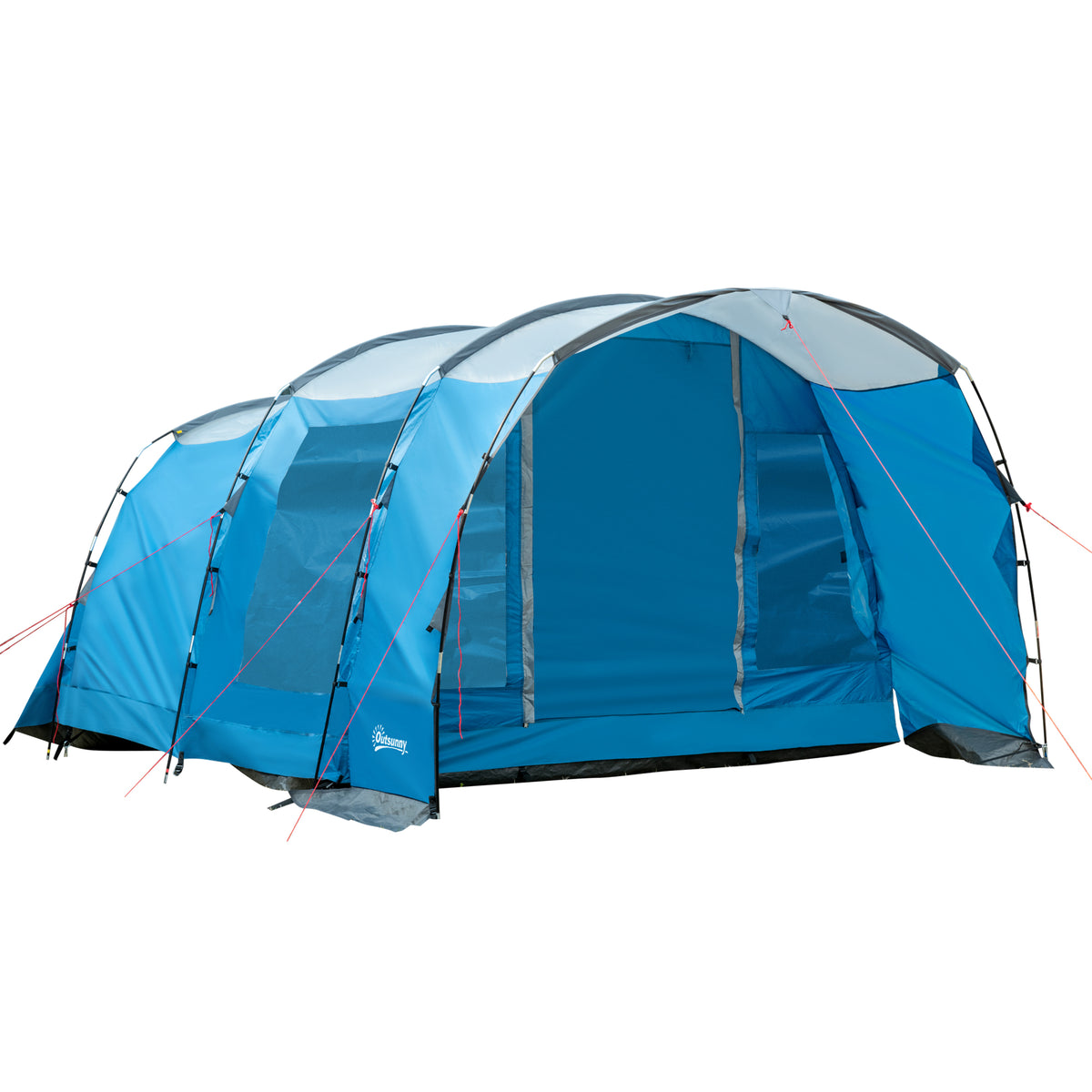 HOMCOM Campingzelt für 5 Personen, 2 Räume, abnehmbare Trennwand, wetterbeständig, inkl. Transporttasche, Blau + Schwarz