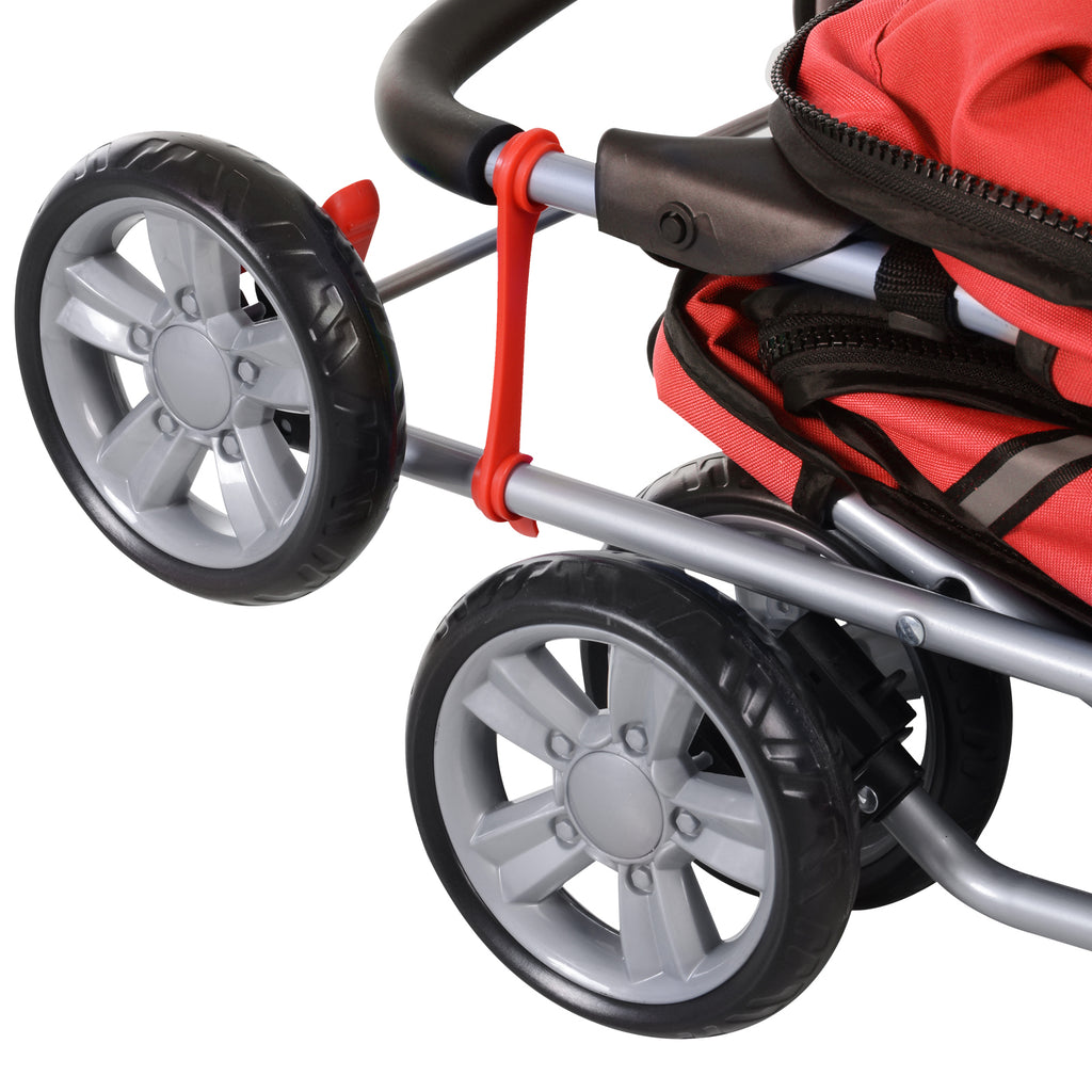 PawHut Hundewagen Hundetrolley bis 10 kg Klappbar mit Becherhalter Sonnendach Rot