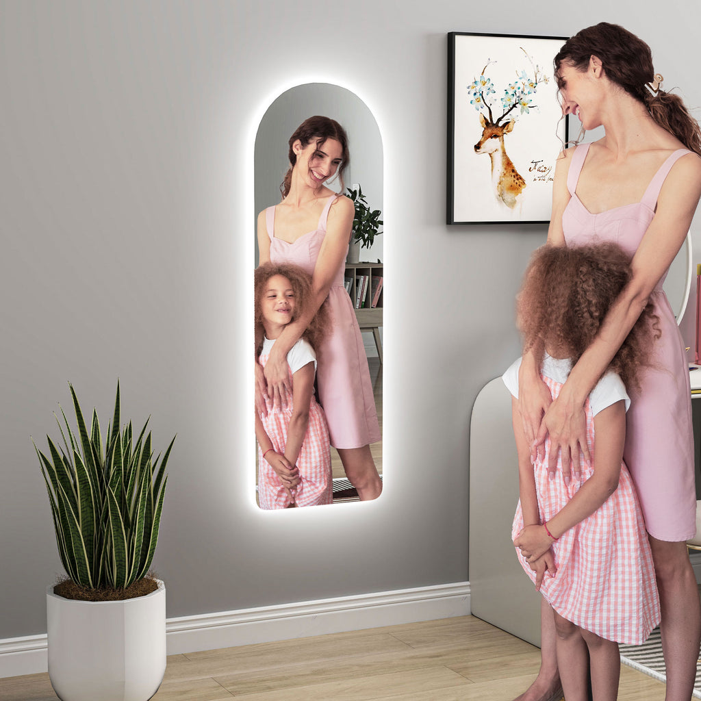HOMCOM Wandspiegel mit LED-Beleuchtung und Touch-Steuerung aus gehärtetem Glas, 40x3x120 cm