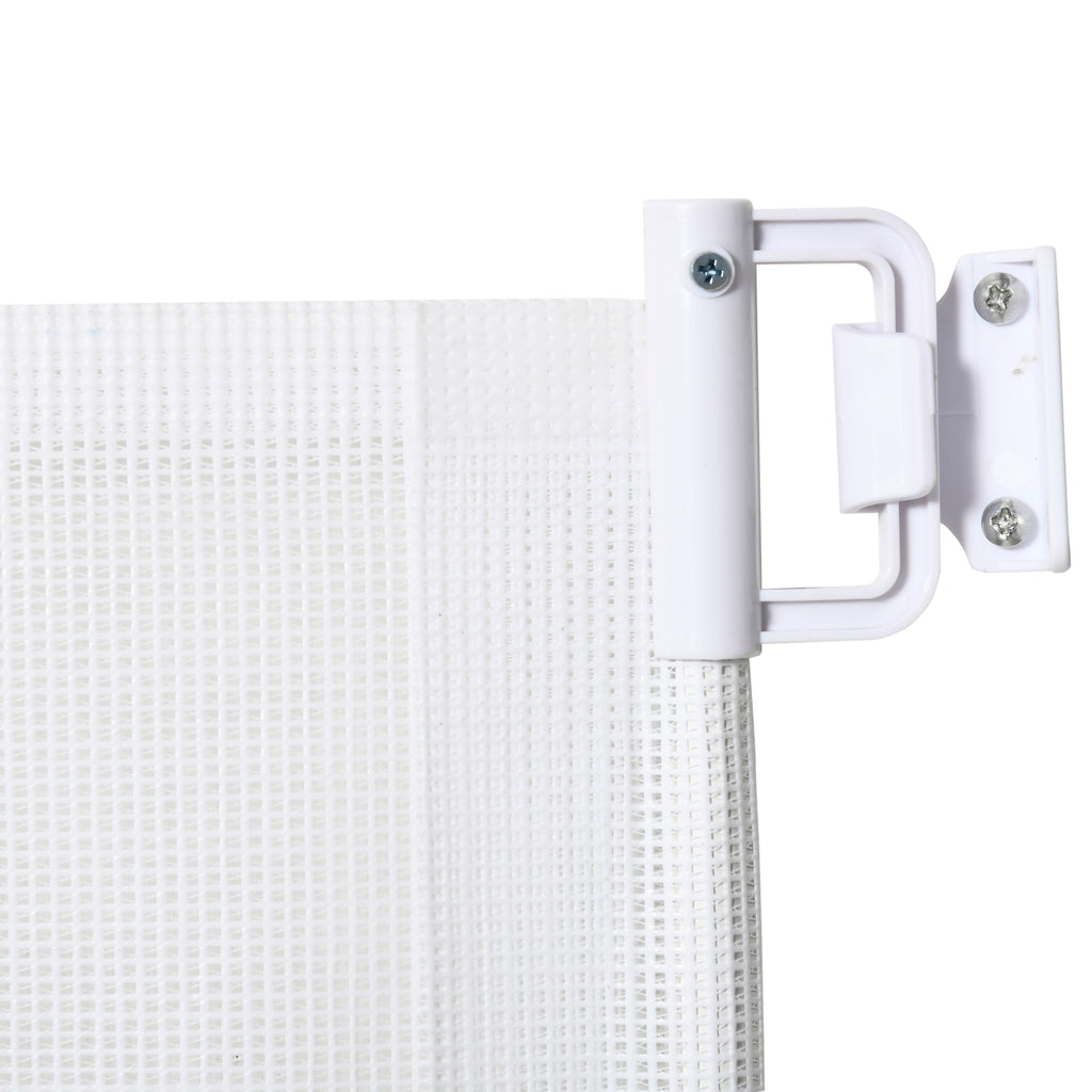 PawHut Treppenschutzgitter 115 cm Hunde Türschutzgitter Treppenschutz Sicherheitstrennwand Trennwand Türschutz ausziehbar treppenschutzrollo Rollo Einrollbar kunststoff Weiß