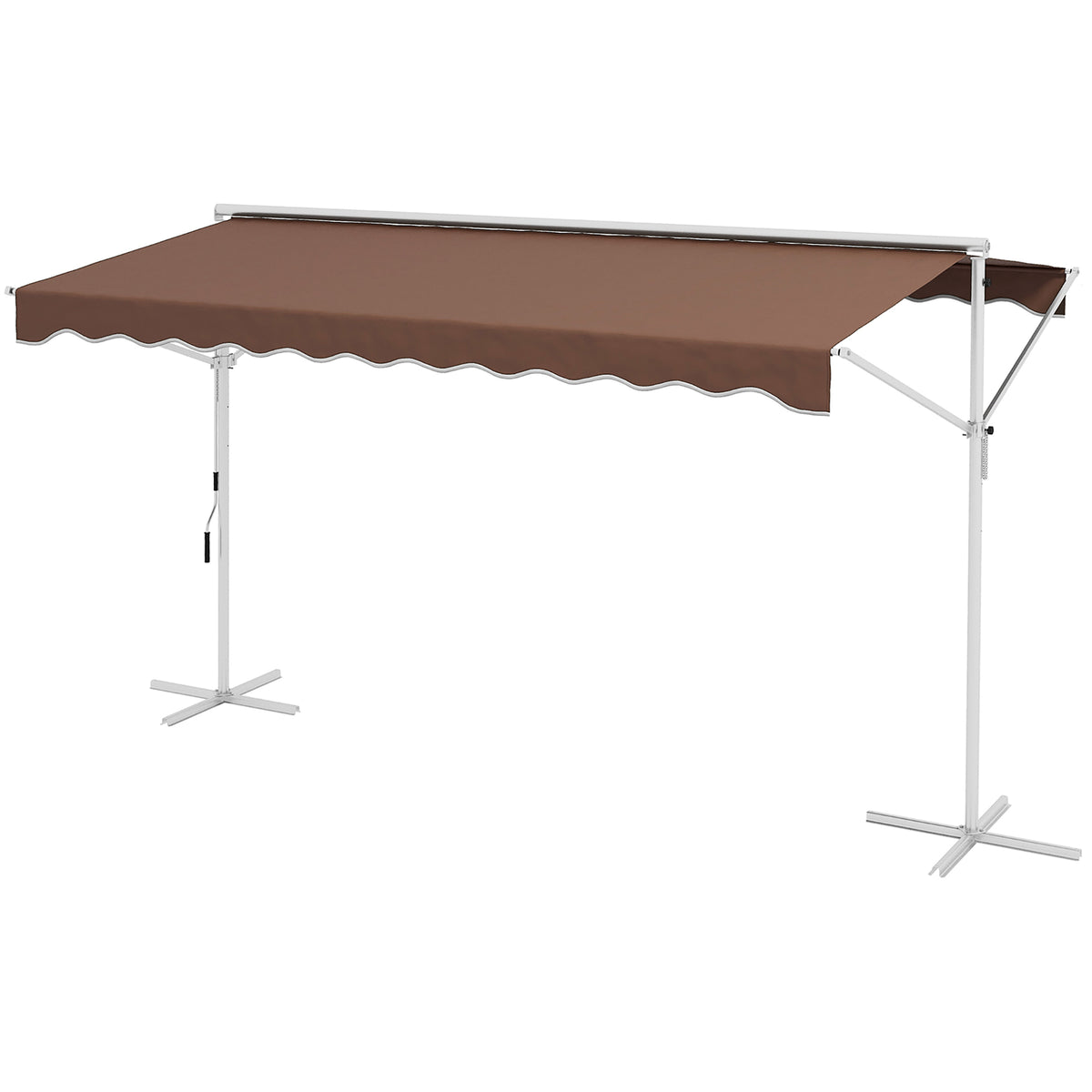 Outsunny Freistehende Markise, neigungsverstellbar, Handkurbel, Metallgestell, wetterfest, 4x3m, Kaffee