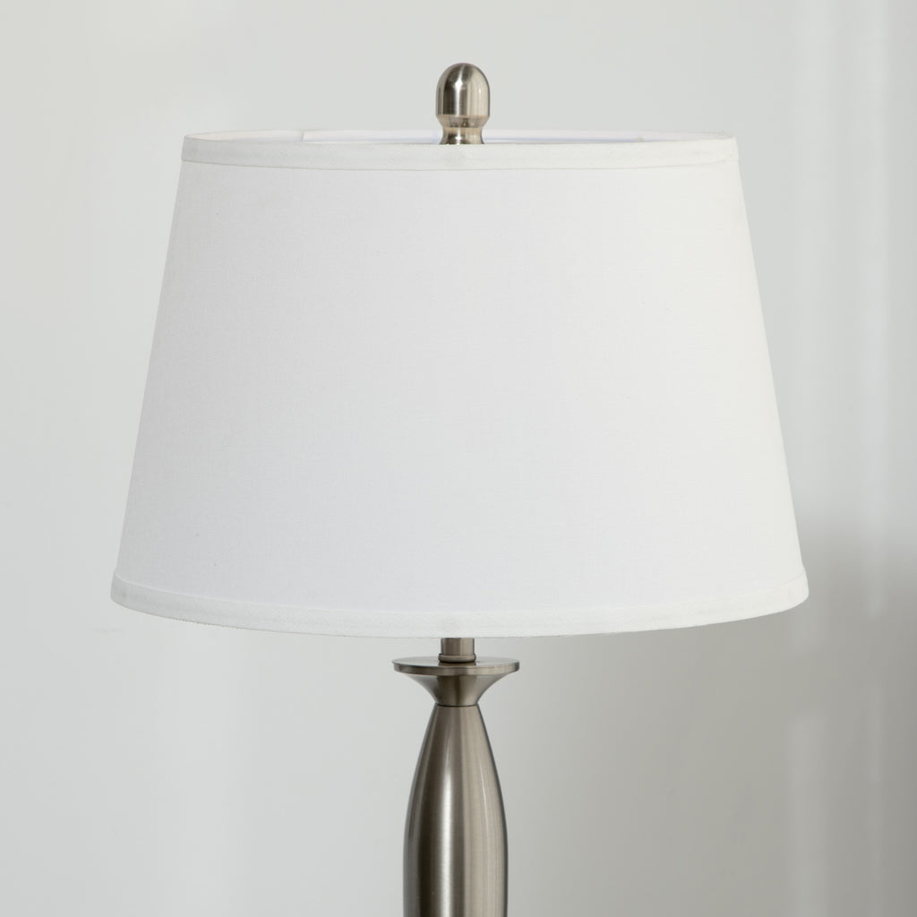 HOMCOM 3-teiliges Leuchten-Set. 1 Stehleuchte, 2 Tischleuchten, Leinenoptik; 38 cm x 38 cm x 158 cm, Silber + Weiß