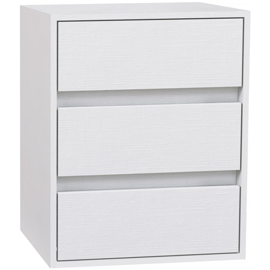 HOMCOM Moderne Kommode mit 3 Schubladen aus weißem Holz, 40x30x50,5 cm
