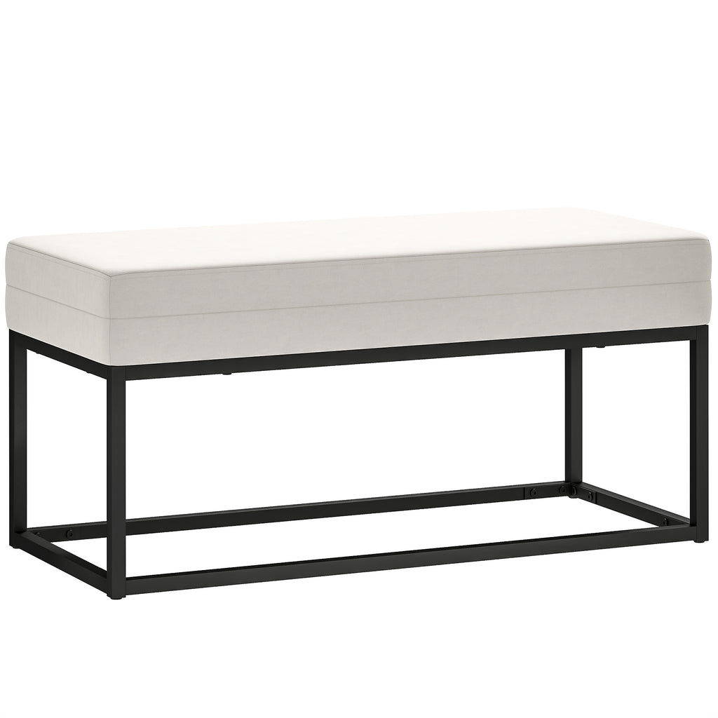 HOMCOM Eingangsbank Modern aus Stahl, Schwamm und Samteffekt mit Verstellbaren Füßen, 94x42x44 cm, Creme
