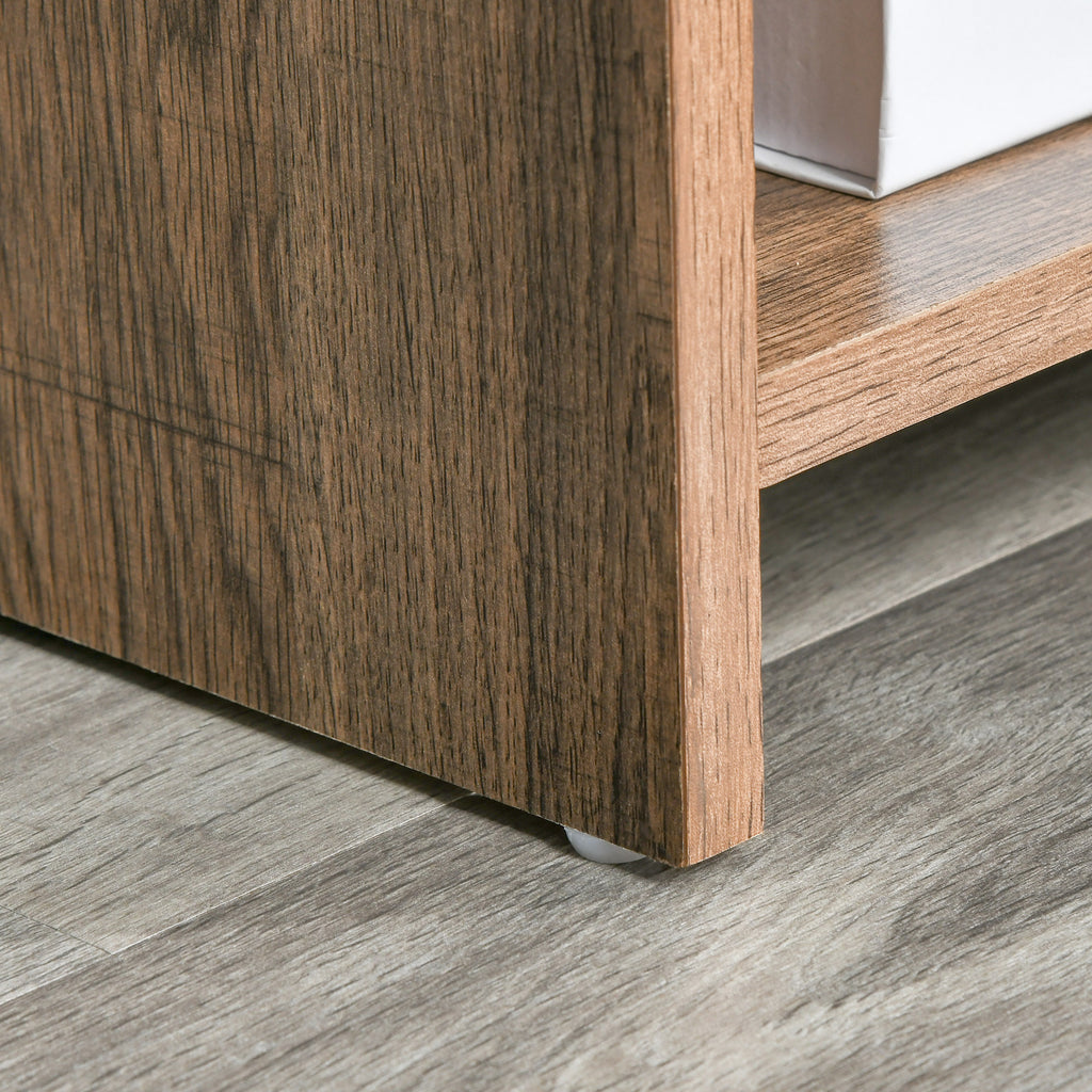 HOMCOM Mehrzweckschrank mit Regalen und Schrank aus Holz mit Metalltür, Möbel für Wohnzimmer und Küche, 80x35x82cm, Braun Grau