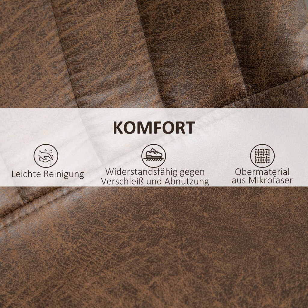 HOMCOM 2er-Set Barhocker im Retrodesign, inkl. Fußstütze, höhenverstellbar, Gaslift, Braun + Schwarz
