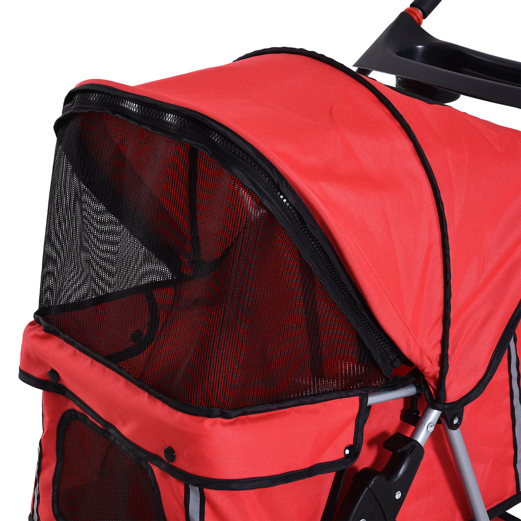 PawHut Hundewagen Hundetrolley bis 10 kg Klappbar mit Becherhalter Sonnendach Rot
