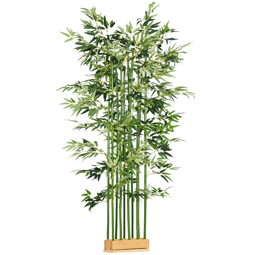 HOMCOM Künstlicher Bambus, Kunstpflanze, Dekopflanze, echtes Aussehen, pflegeleicht, für den Hausgebrauch, 180 cm hoch, Grün