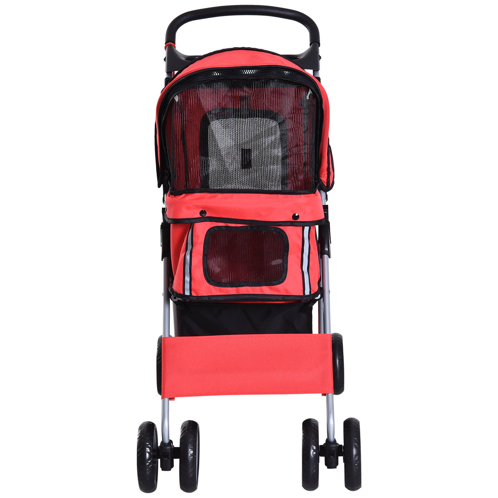 PawHut Hundewagen Hundetrolley bis 10 kg Klappbar mit Becherhalter Sonnendach Rot