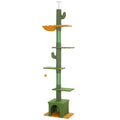 PawHut Höhenverstellbarer Kratzbaum 230-275 cm, platzsparend, Spielzentrum mit Hängematte, Grün