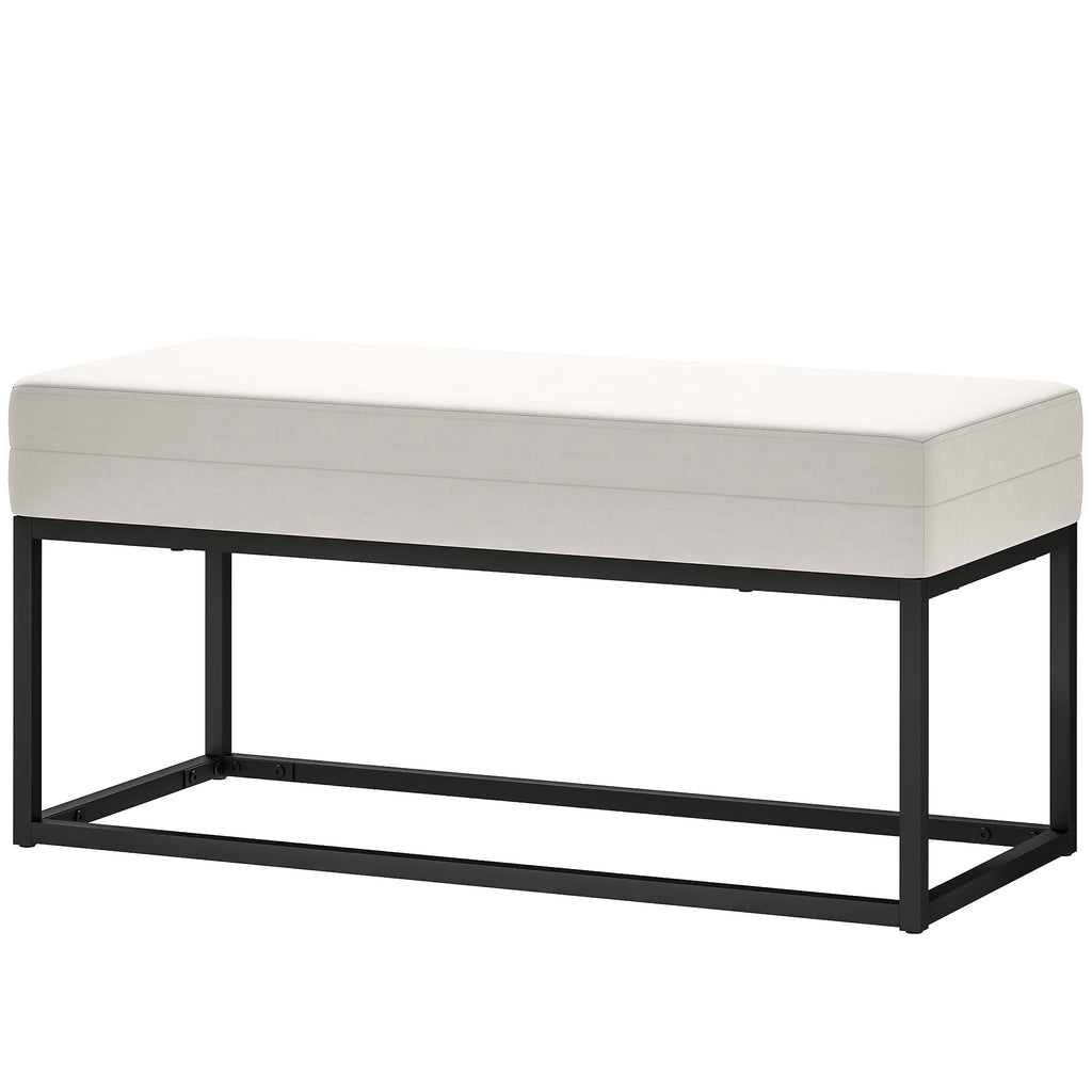 HOMCOM Eingangsbank Modern aus Stahl, Schwamm und Samteffekt mit Verstellbaren Füßen, 94x42x44 cm, Creme