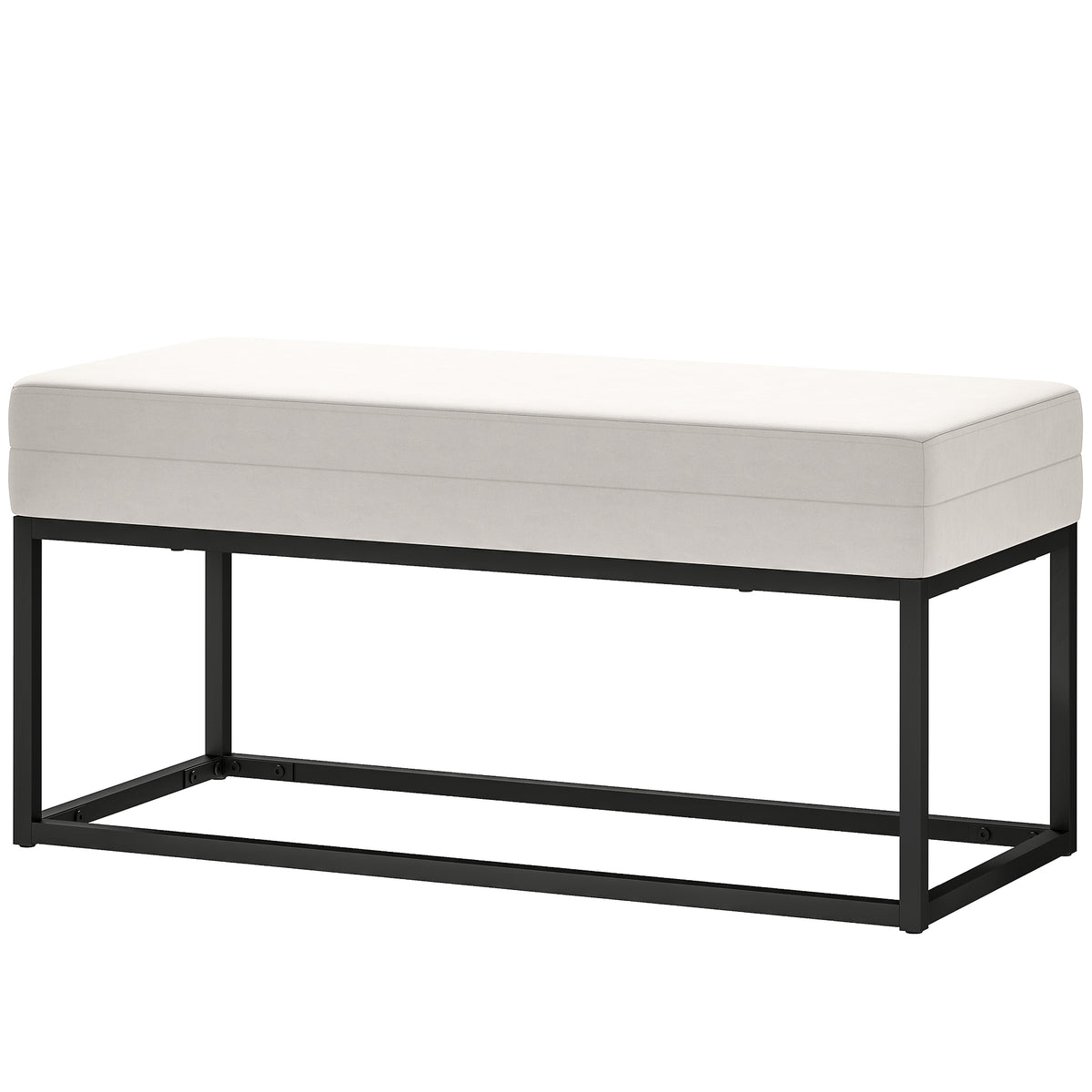 HOMCOM Eingangsbank Modern aus Stahl, Schwamm und Samteffekt mit Verstellbaren Füßen, 94x42x44 cm, Creme