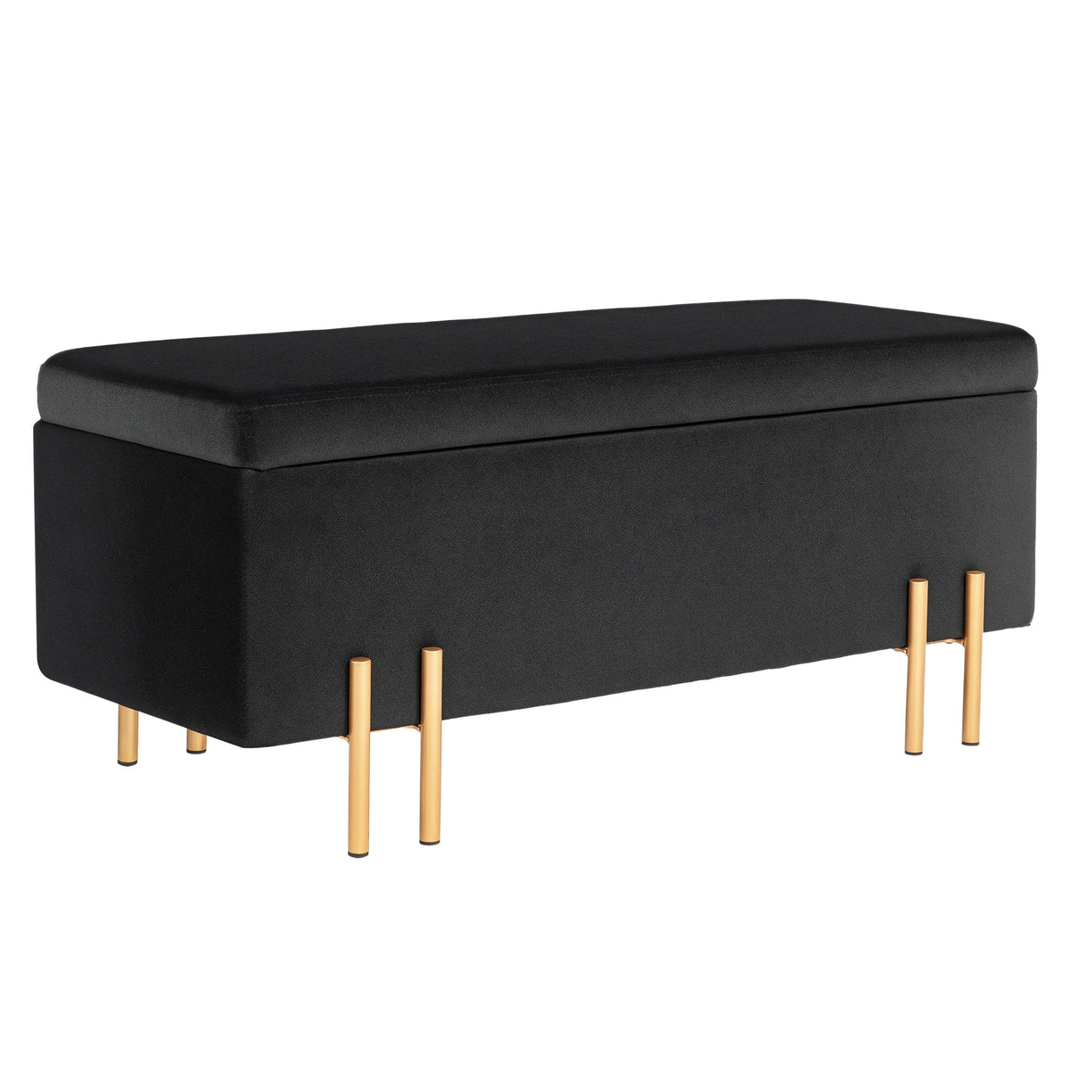 HOMCOM Sitzbank, Polsterbank mit Stauraum, Metall, Kautschukholz, Schaumstoff, 100 x 40 x 42 cm, Schwarz