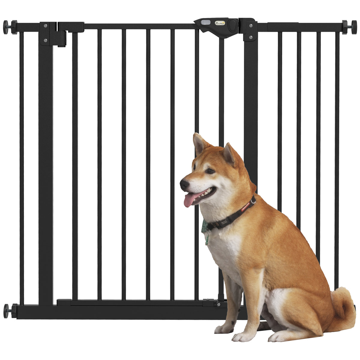 PawHut Türschutzgitter für Hunde, Absperrgitter, Schutzgitter für Haustiere, Metall, Kunststoff, ,74-80/87-94 cm, Schwarz
