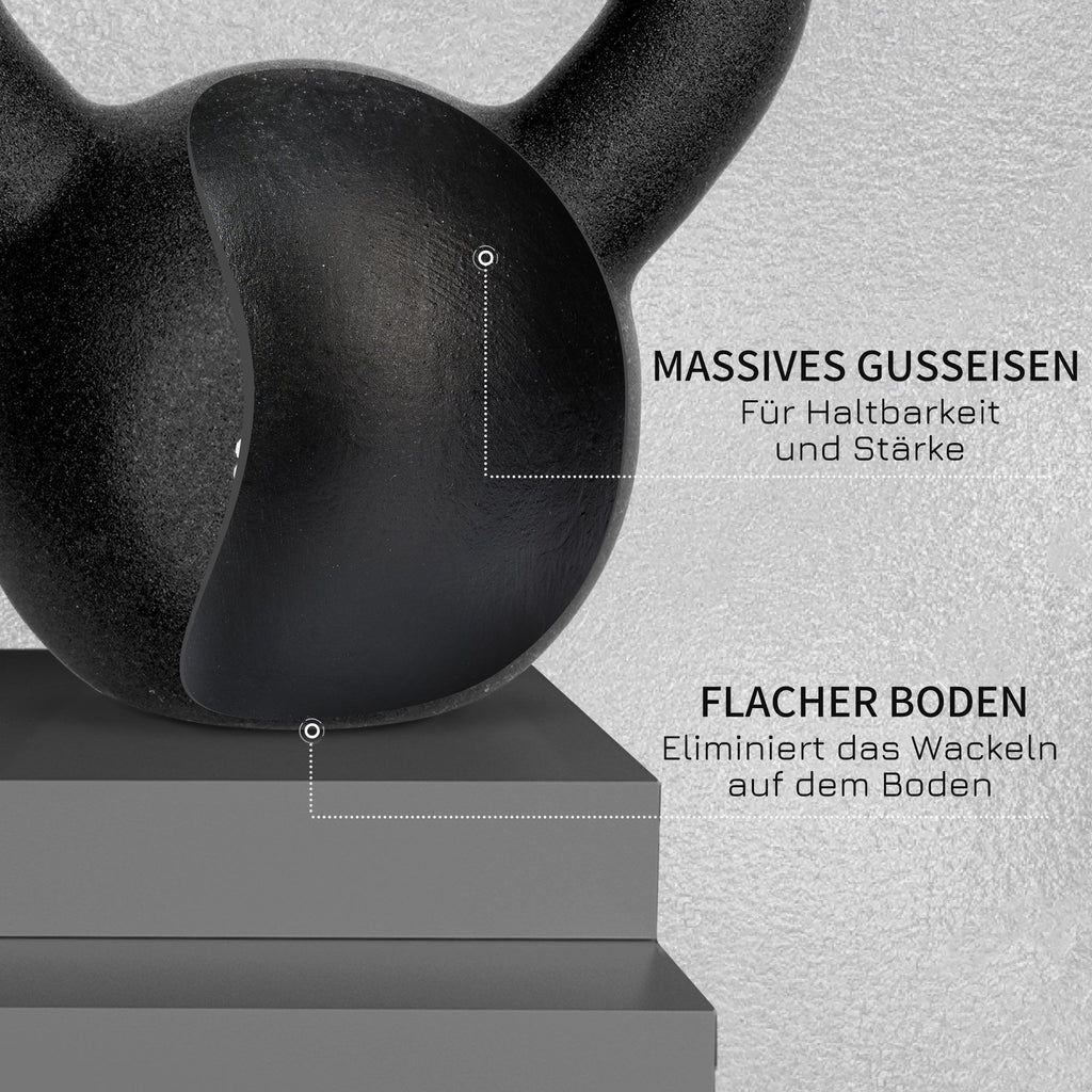 HOMCOM Kettlebell, Kugelhantel, 12 kg, mit Kunststoffummantelung, Stahl, schwarz 20 x 13 x 22cm