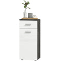 kleankin Badezimmerschrank mit Schublade und Schrank aus Holz, 35x30x77,5cm, Weiß und Schwarz