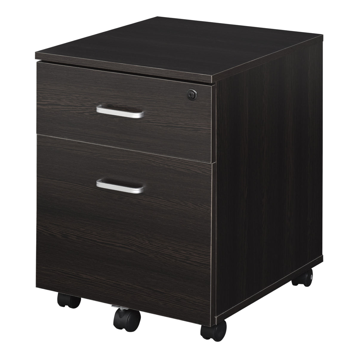 Vinsetto Büroschublade Schubladenschrank für Schreibtisch aus Holz, 2 Schubladen, Schloss mit 2 Schlüsseln, Schwarz, 40x45x55,6cm