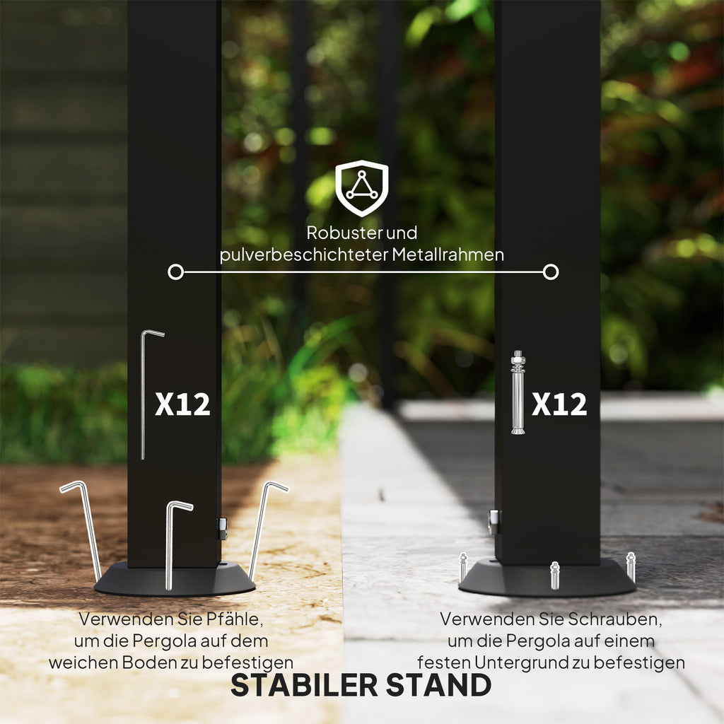 Outsunny 3 x 5 m Pergola, Flexibles Gartendach mit wasserfester Plane und Metallrahmen, Schattenspender, Cremeweiß