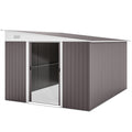 Outsunny Metall-Geräteschuppen Schrägdach verriegelbare Doppeltür 2,8 x 3,45 x 2,01m Grau