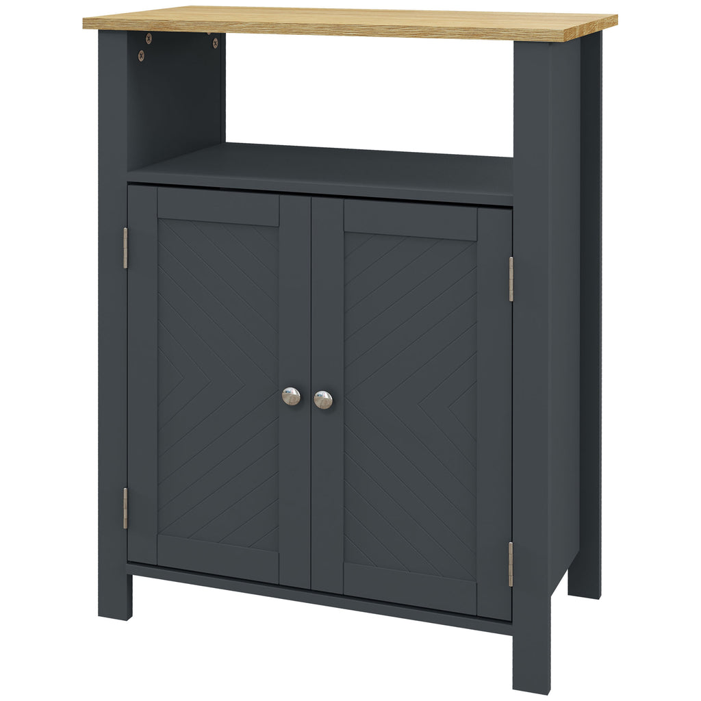 kleankin Badezimmerschrank mit 3 Regalen aus MDF und Spanplatte mit verstellbarem Innenregal, 60x30x80,5 cm