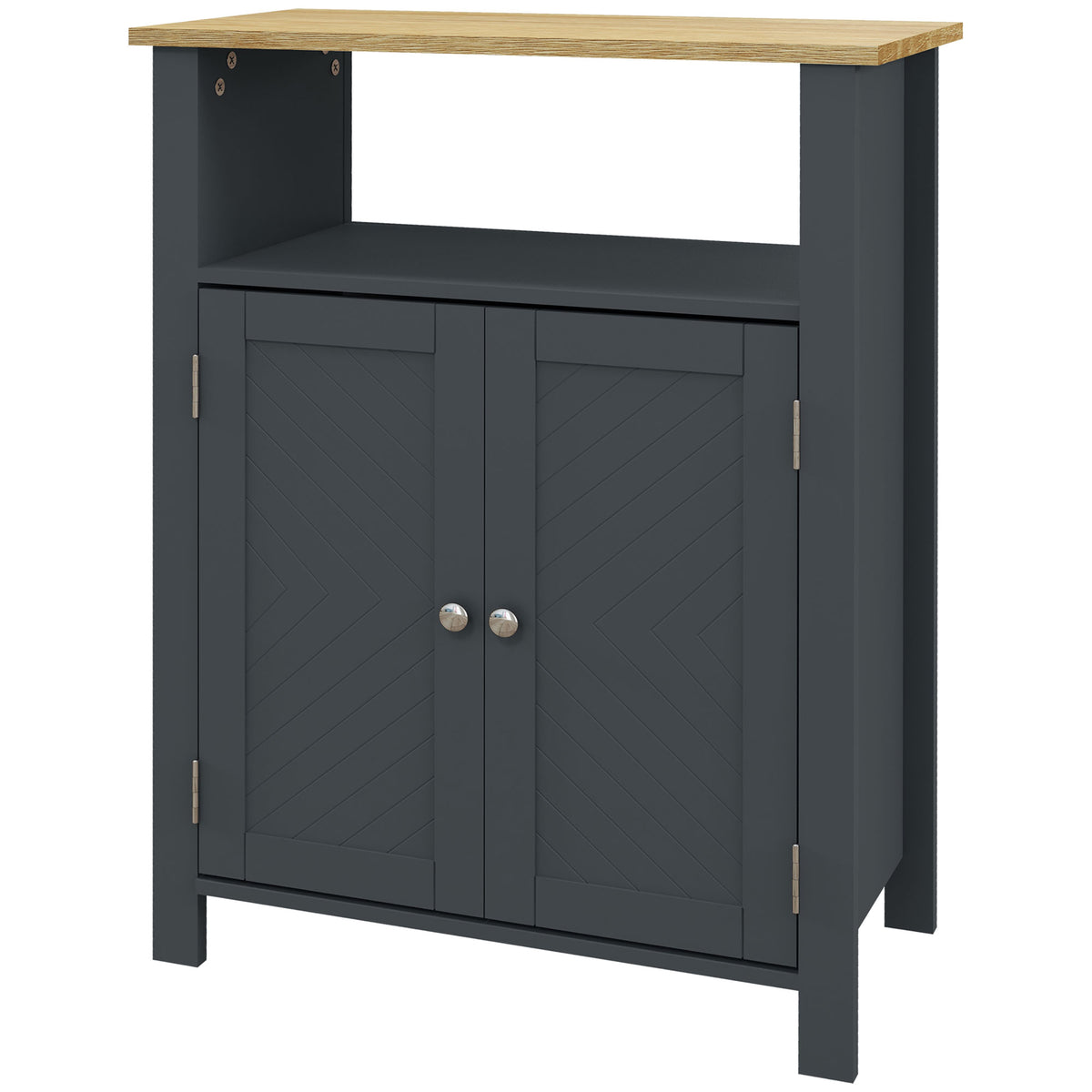 kleankin Badezimmerschrank mit 3 Regalen aus MDF und Spanplatte mit verstellbarem Innenregal, 60x30x80,5 cm