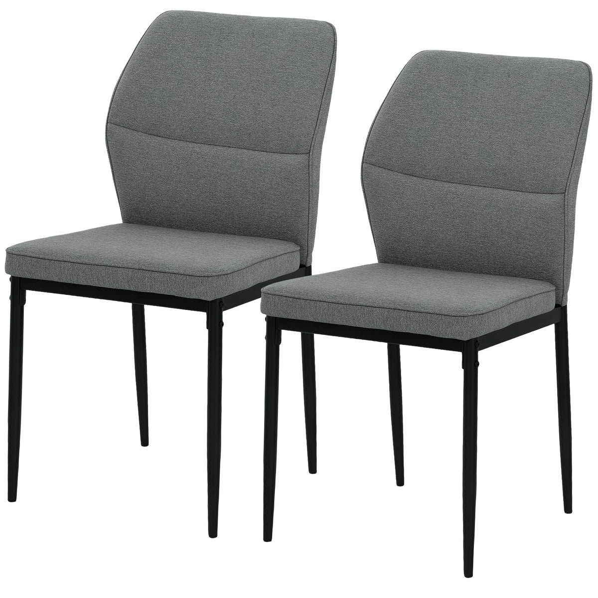 HOMCOM Set 2 Gepolsterte Samt Esszimmerstühle mit Ergonomischer Rückenlehne ohne Armlehnen, Grau