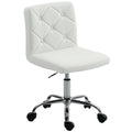 HOMCOM Bürostuhl verstellbar mit Knopfbezug aus PU-Leder, Schaumstoff und Stahl, 44x50x78-88 cm, Weiß