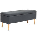 HOMCOM Polsterbank mit Stauraum, Bettbank in Leinenoptik, Kautschukholz, 110 x 39 x 45 cm, Dunkelgrau