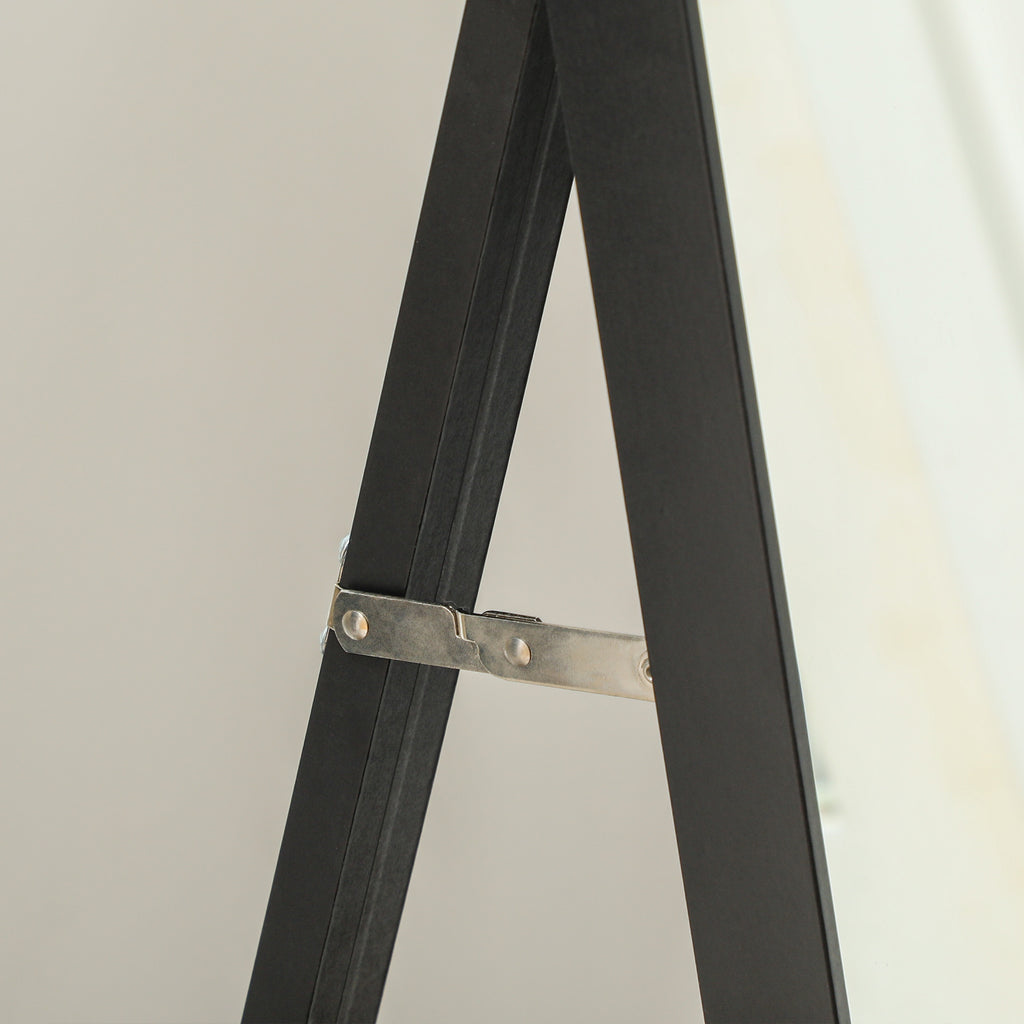 HOMCOM Ganzkörperspiegel mit Rückenstütze und Rahmen aus Holz und Glas, 37x3x157 cm, Schwarz und Gold
