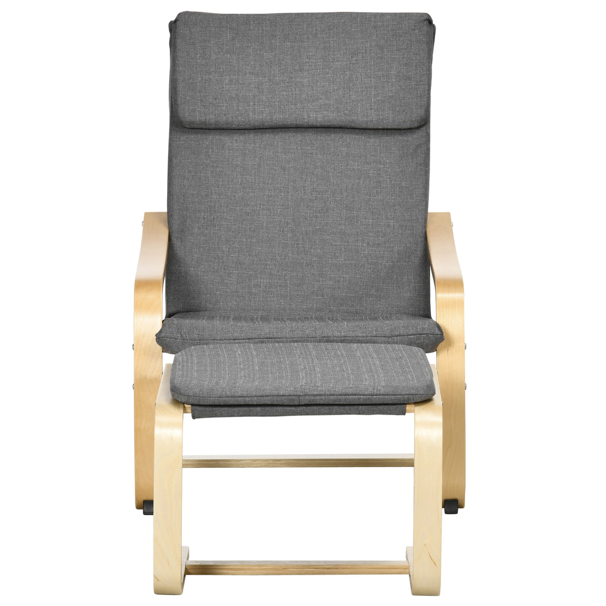 HOMCOM Sessel mit Fußhocker, Sessel-Set, bis 120 kg, Leinenoptik, Massivholz, Grau + Natur, 66,5 x 80 x 99 cm