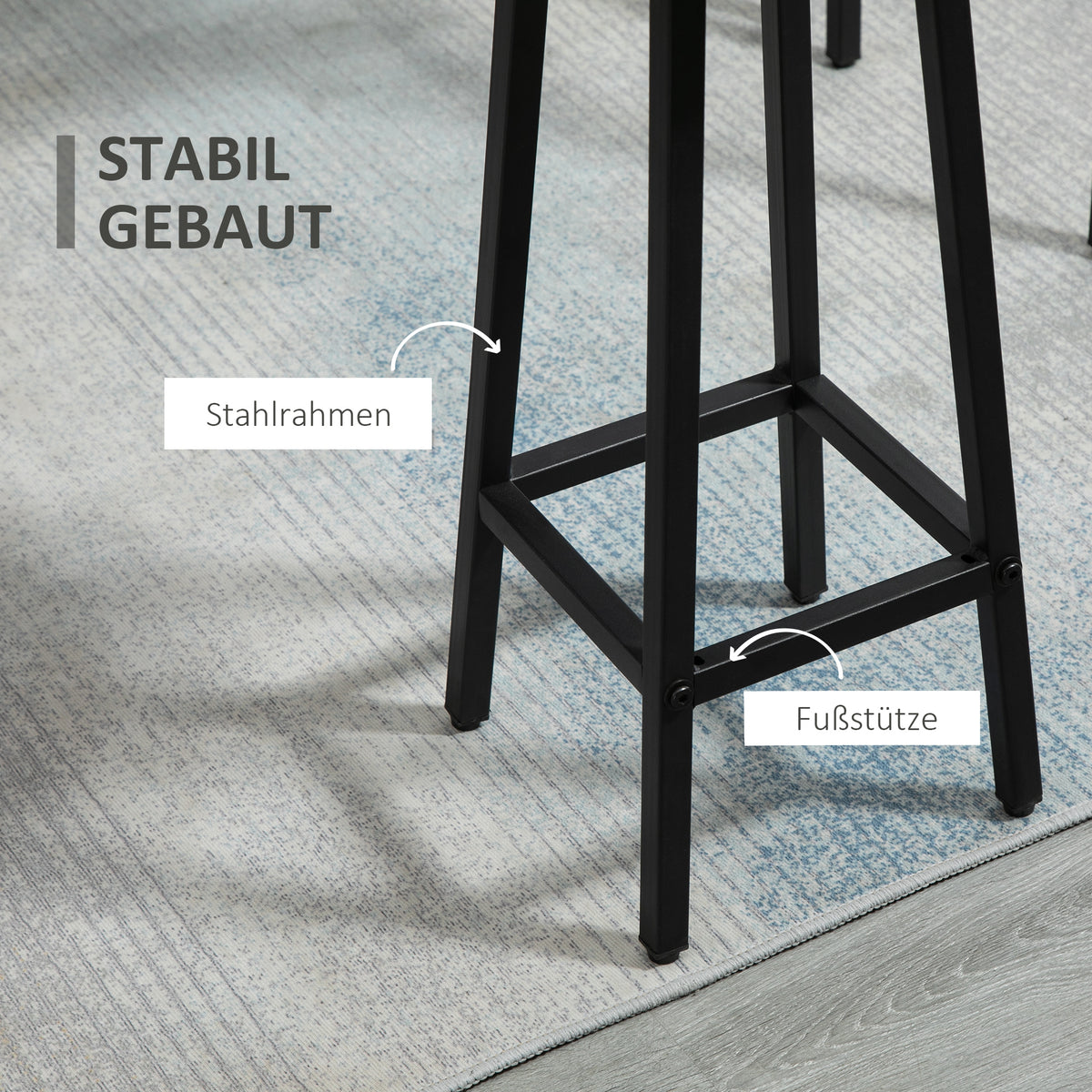 HOMCOM Bartisch-Set im Industriedesign, 6-teilig, 2 Tische und 4 Barhocker, Grau + Schwarz