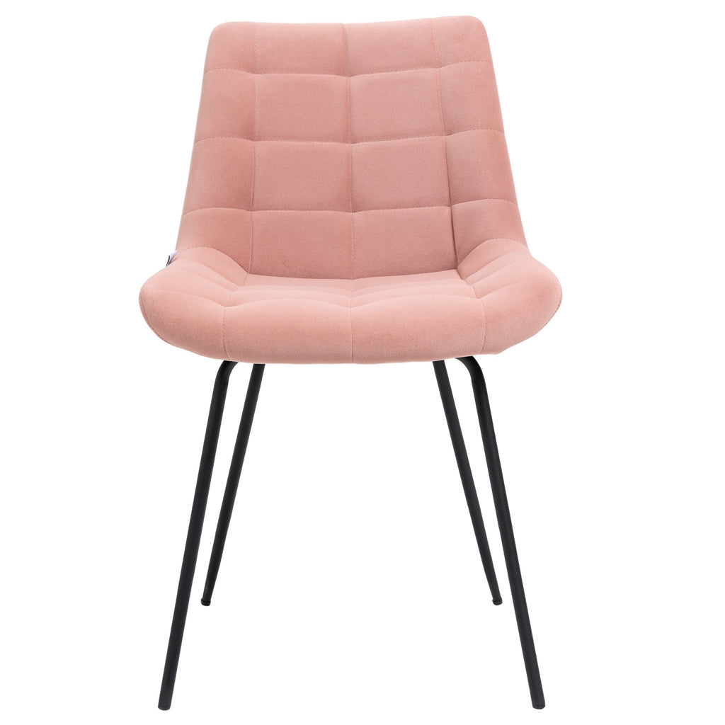 HOMCOM 2er-Set Esszimmerstühle  Akzentstühle Küchenstühle, Retro-Design, Samtoptik, 50 cm x 61 cm x 79 cm, Rosa