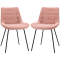 HOMCOM 2er-Set Esszimmerstühle  Akzentstühle Küchenstühle, Retro-Design, Samtoptik, 50 cm x 61 cm x 79 cm, Rosa