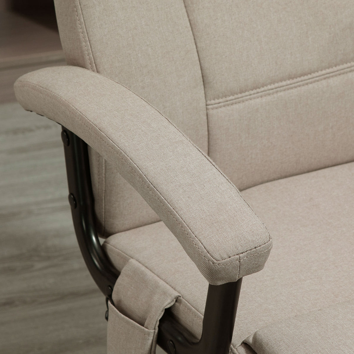 Vinsetto Bürostuhl Massage höhenverstellbarer Chefsessel Gamingstuhl mit Massagefunktion, ergonomischer Drehstuhl Massage Sessel Lendenwirbelsäulenmassage Leinen-Gefühl Beige 63 x 70 x 112-121 cm