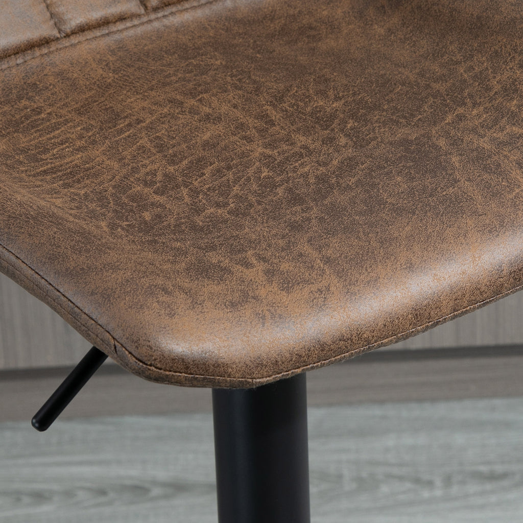 HOMCOM 2er-Set Barhocker im Retrodesign, inkl. Fußstütze, höhenverstellbar, Gaslift, Braun + Schwarz