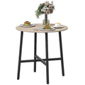 HOMCOM Runder Esstisch 80 cm für 2 Personen mit Holzoptikplatte und gekreuztem Stahlgestell, Naturholz