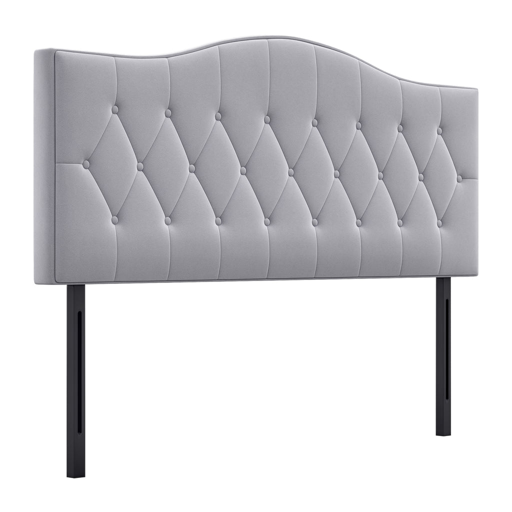 HOMCOM Kopfteil für Bett Polsterkopfteil Bett Kopf Rückenlehne Bettkopfteil in grau Pappel Samt Stoff 185 x 8 x 134 cm