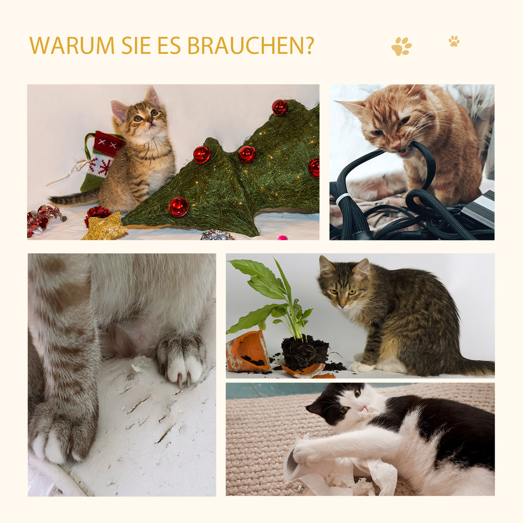 Pawhut Katzenhöhle mit 2 weichen Kissen Katzenbaum mit Katzenbett Spielzeug Kugel Katzenhaus, Sisal Natur 35 x 35 x 81 cm