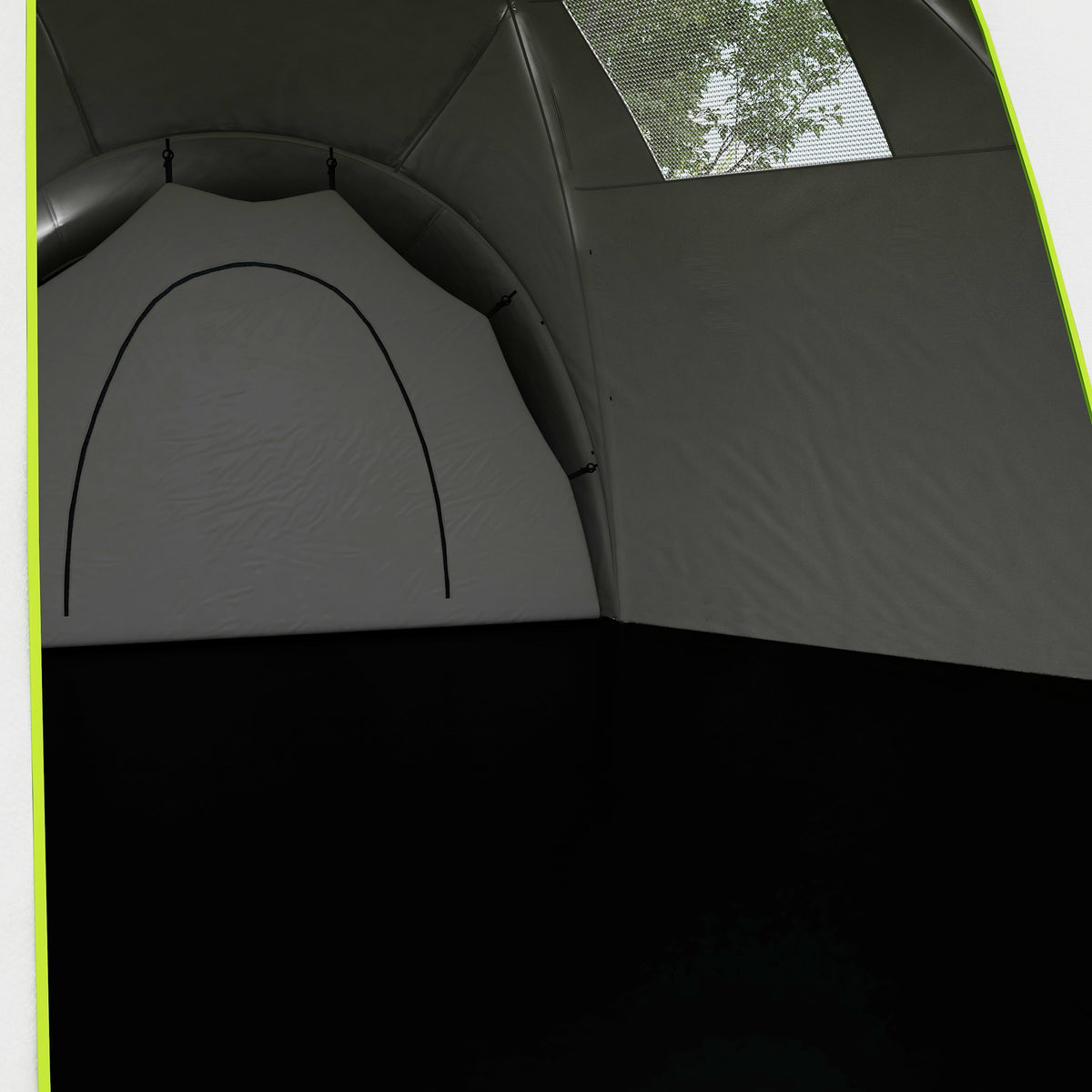 Outsunny Campingzelt für 6-9 Personen, 4 Räume, Vorzelt, wasserdicht, 615x 615x225cm, Grün