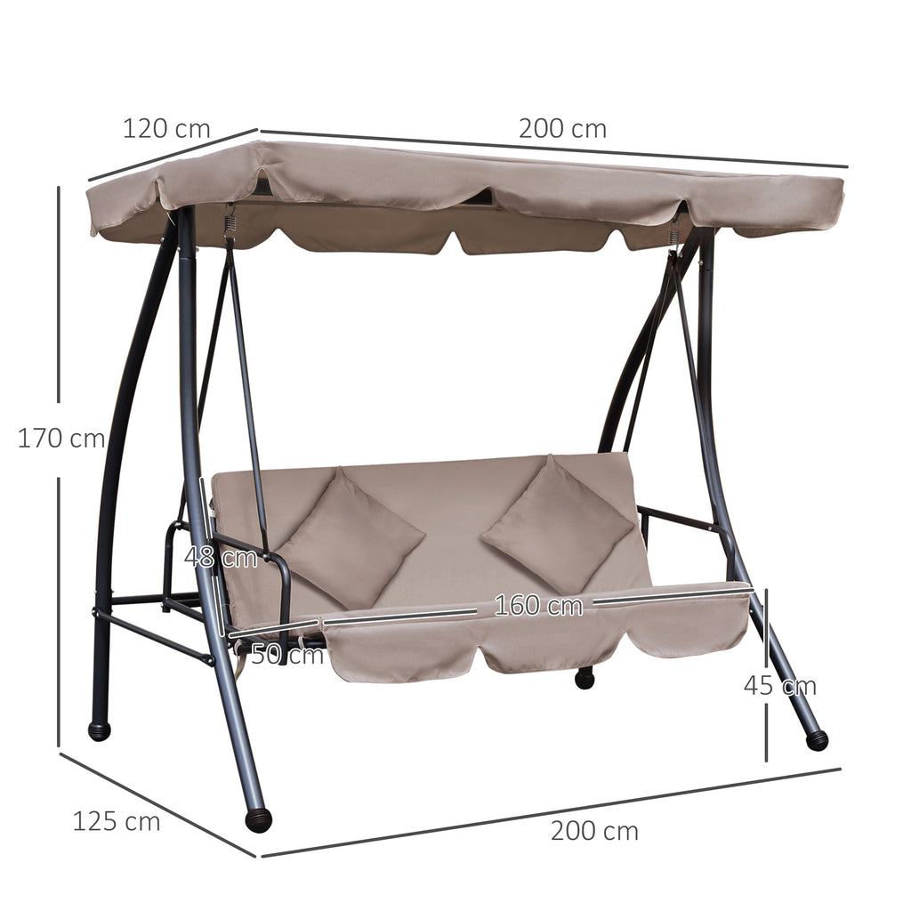 Outsunny Hollywoodschaukel mit Liegefunktion Braun 200x 125 x 170 cm