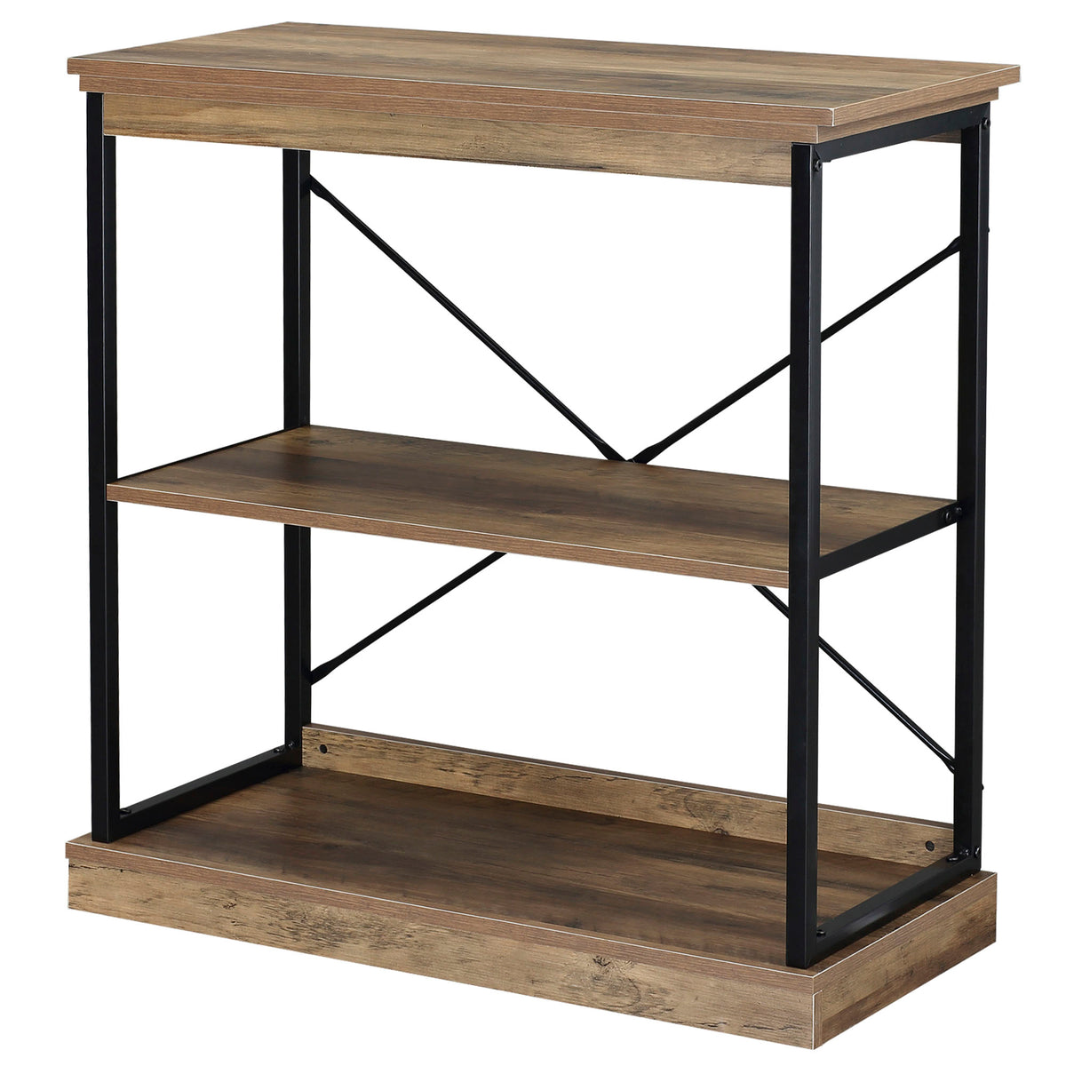 HOMCOM Industrielles Bücherregal, Bücherregal aus braunem Holz und schwarzem Metall, 80x36x81,3cm
