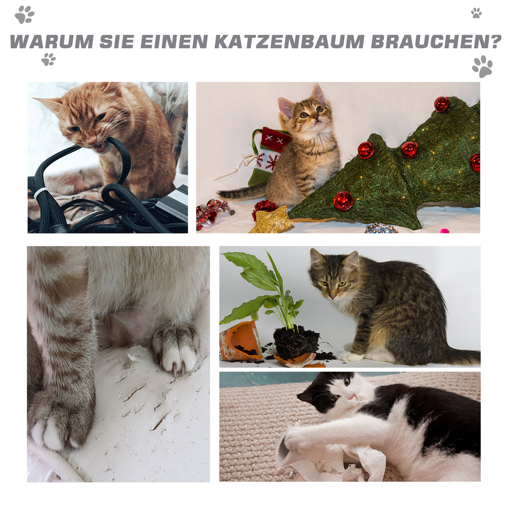 PawHut Kratzbaum 83 cm Kleiner Katzenkratzbaum mit Sisalsäulen, Katzenkratzbaum, Katzen Kletterbaum, Katzenbaum, Katzenmöbel Spielbaum für kleine Katzen, Hellgrau