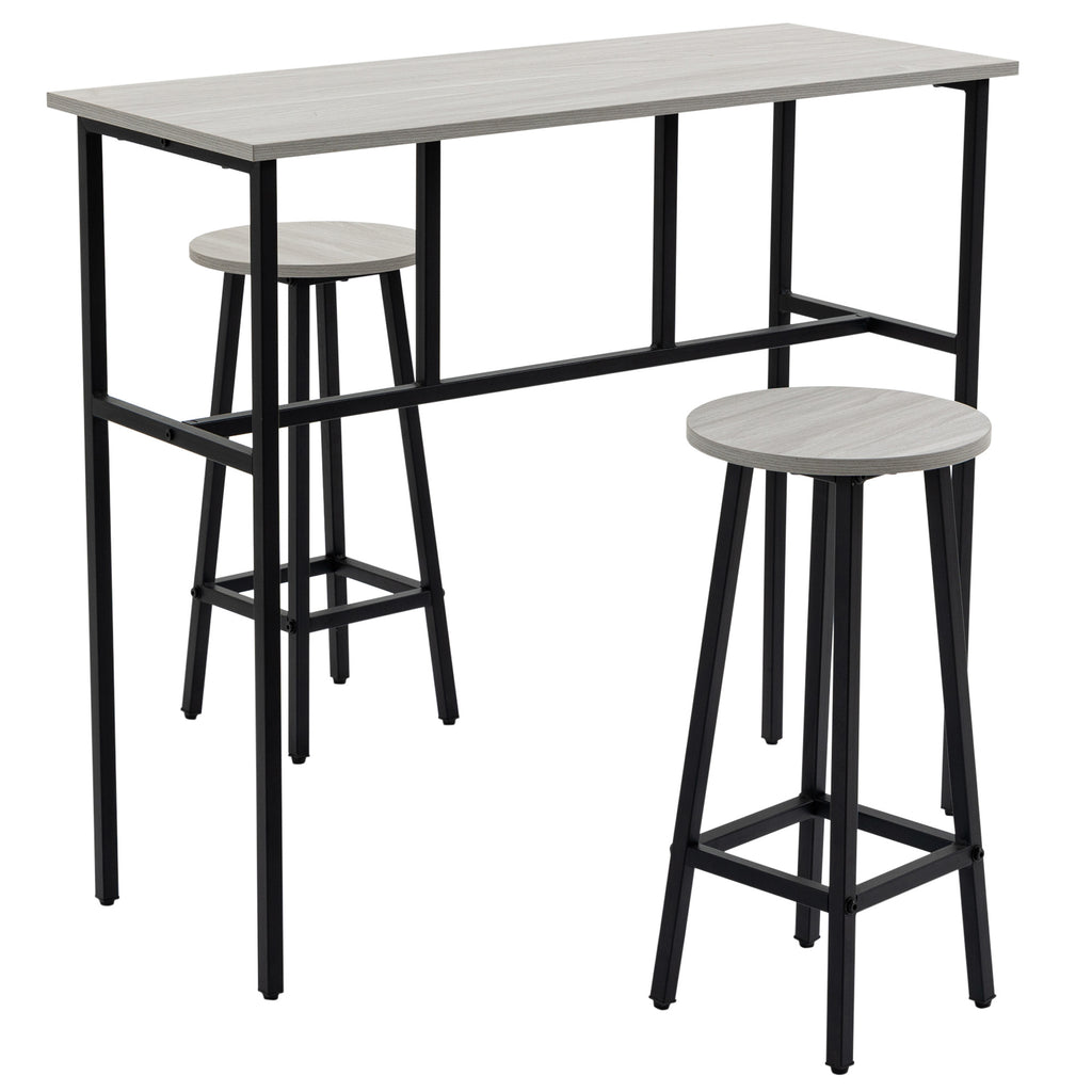 HOMCOM Bartisch-Set im Industriedesign, 6-teilig, 2 Tische und 4 Barhocker, Grau + Schwarz