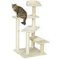 PawHut Kratzbaum 100 cm Katzenturm mit Sisalstämme, große Plattform, mehrstöckiger Katzenkratzbaum, Kletterbaum, für kleine & mittelgroße Katzen, Beige