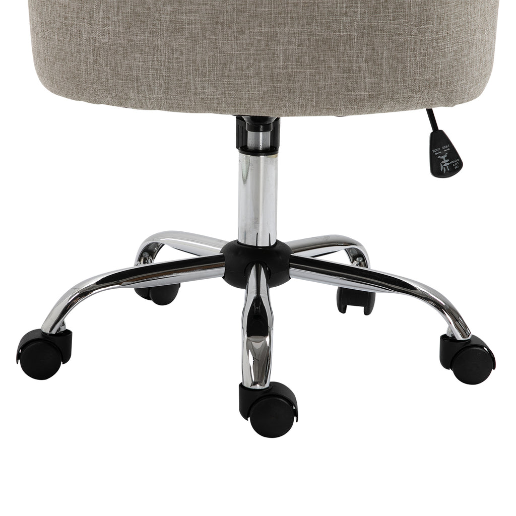 HOMCOM Drehstuhl mit Rollen Polsterstuhl Chefsessel 360° drehbar 150 kg Belastbar Höhenverstellbar Leinen Metall Hellgrau 54 x 65,5 x (84–91) cm