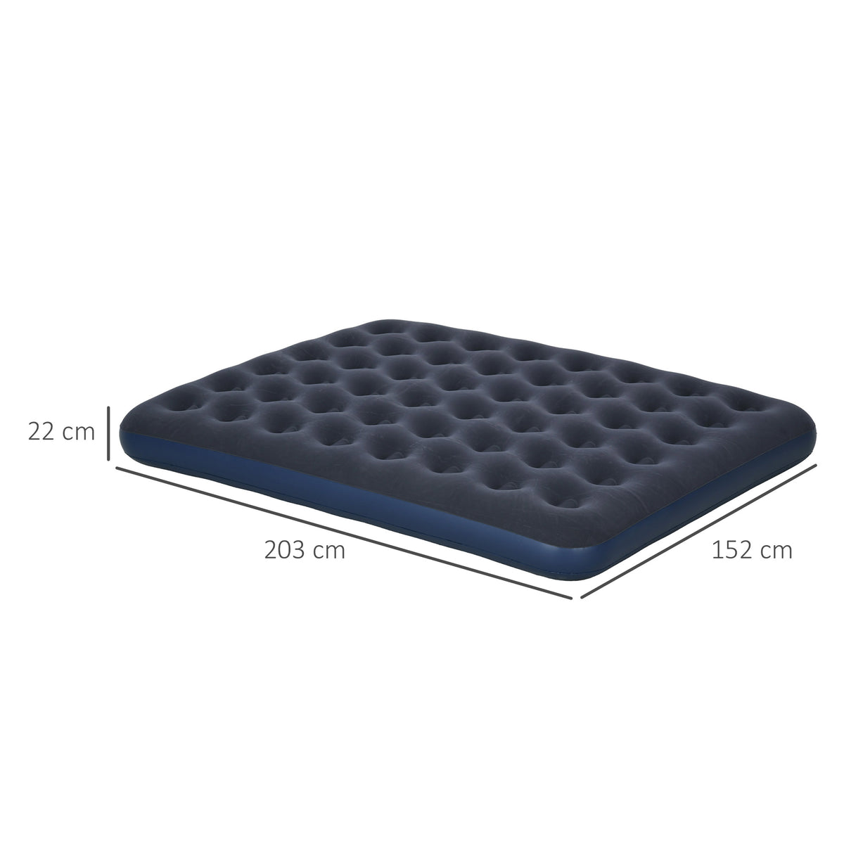Outsunny Luftmatratze für 2 Personen, Luftmatratze mit integrierter Handpumpe, beflockt, Blau